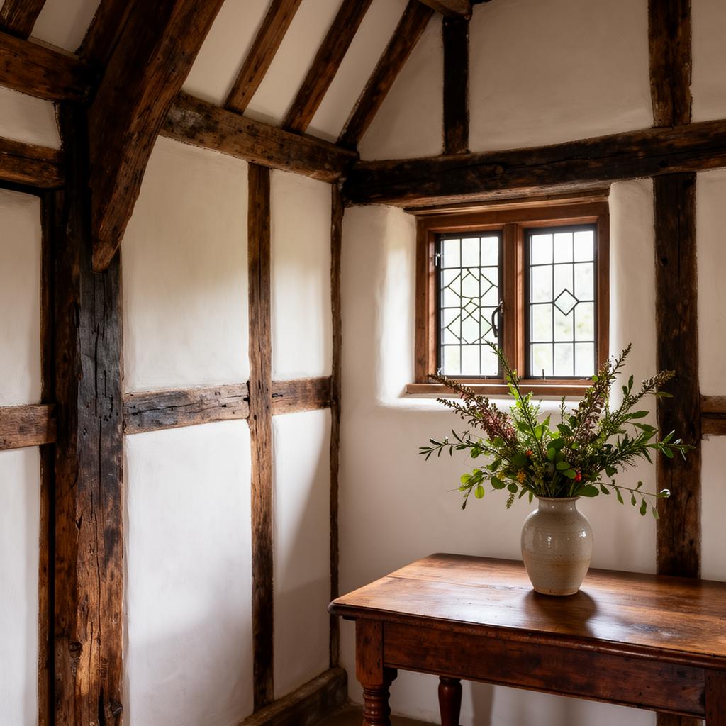 Original timber framing inside Puddled Duck Cottage